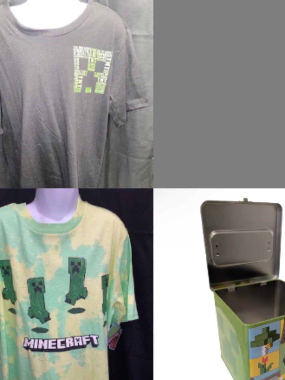 Mine Craft Boy's 2 Shirt Bundle Size: (10-12)L,w/Tin Box
